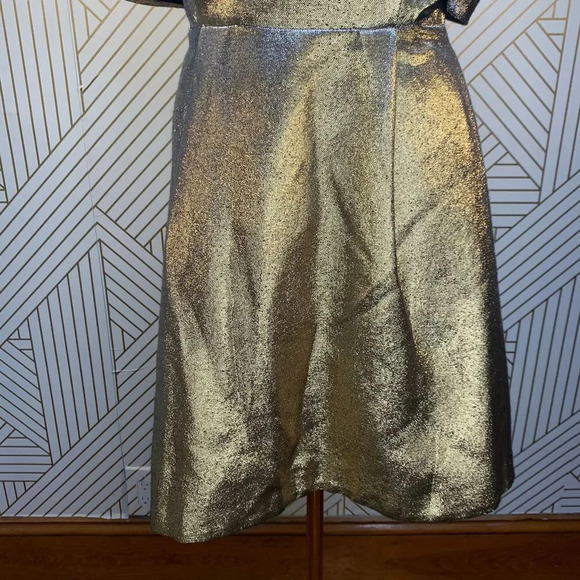 Sandro Palacio Metallic Gold Off Shoulder Dress - Picture 3 of 11